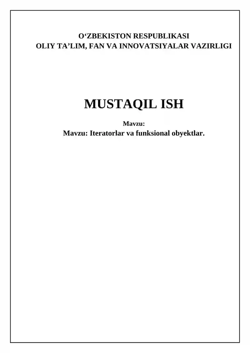 Iteratorlar va Funksional Ob'ektlar