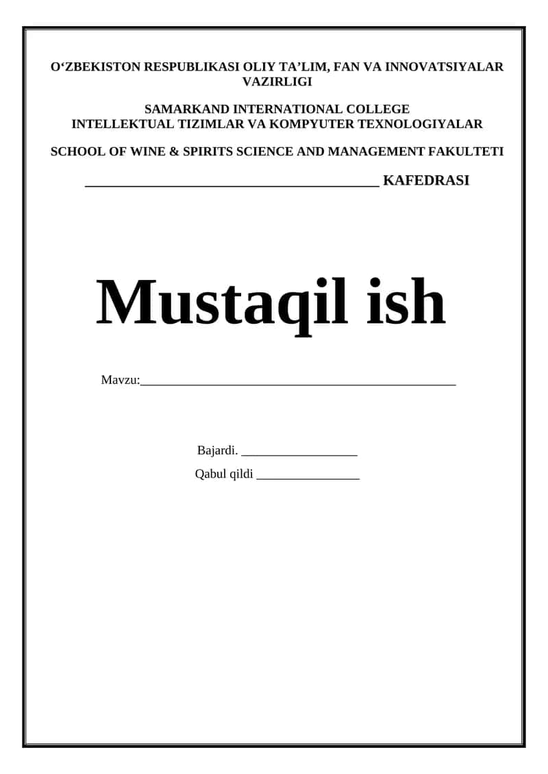 SCHOOL OF WINE & SPIRITS SCIENCE AND MANAGEMENT FAKULTETI 1