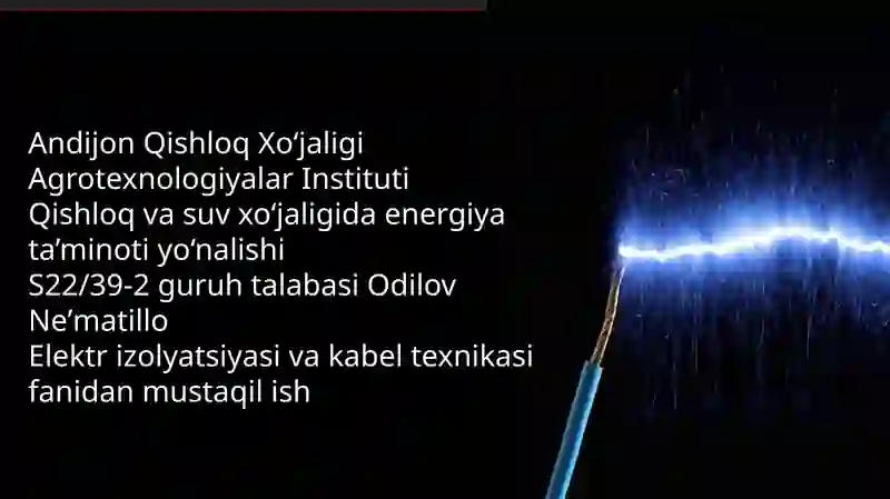 Elektr izolyatsiyasi va kabel texnikasi bo‘yicha taqdimot