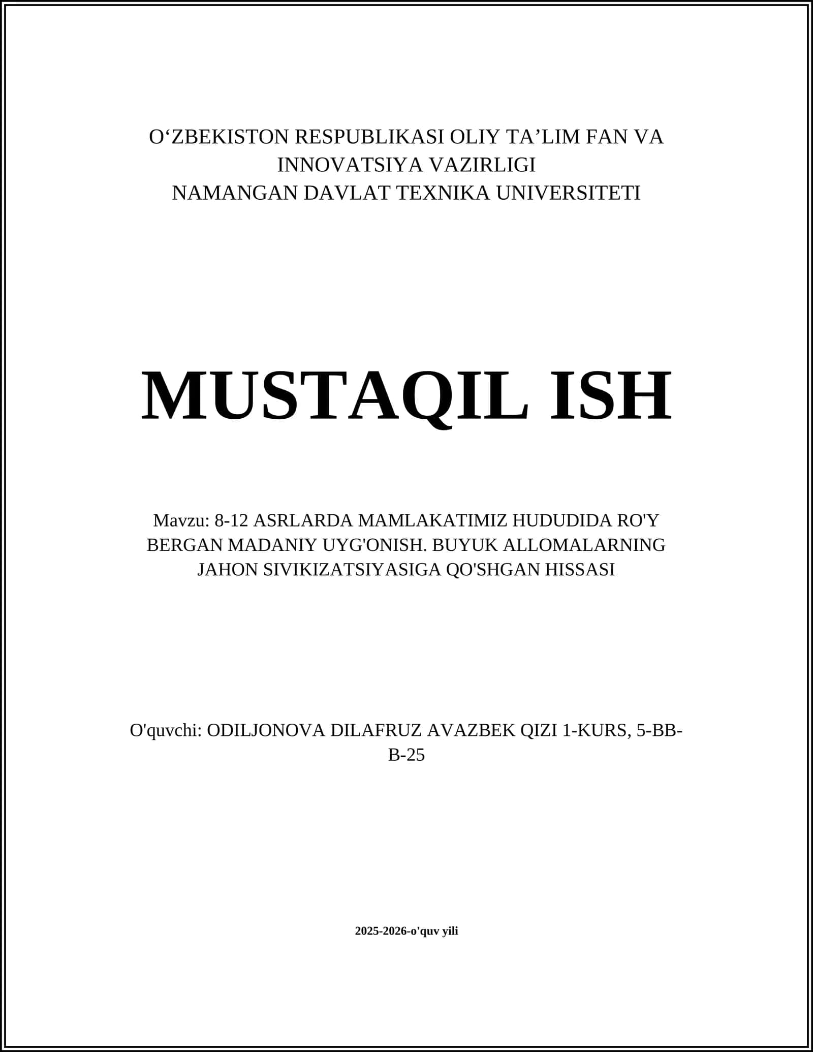 8-12 ASRLARDA MAMLAKATIMIZ HUDUDIDA RO'Y BERGAN MADANIY UYG'ONISH 1