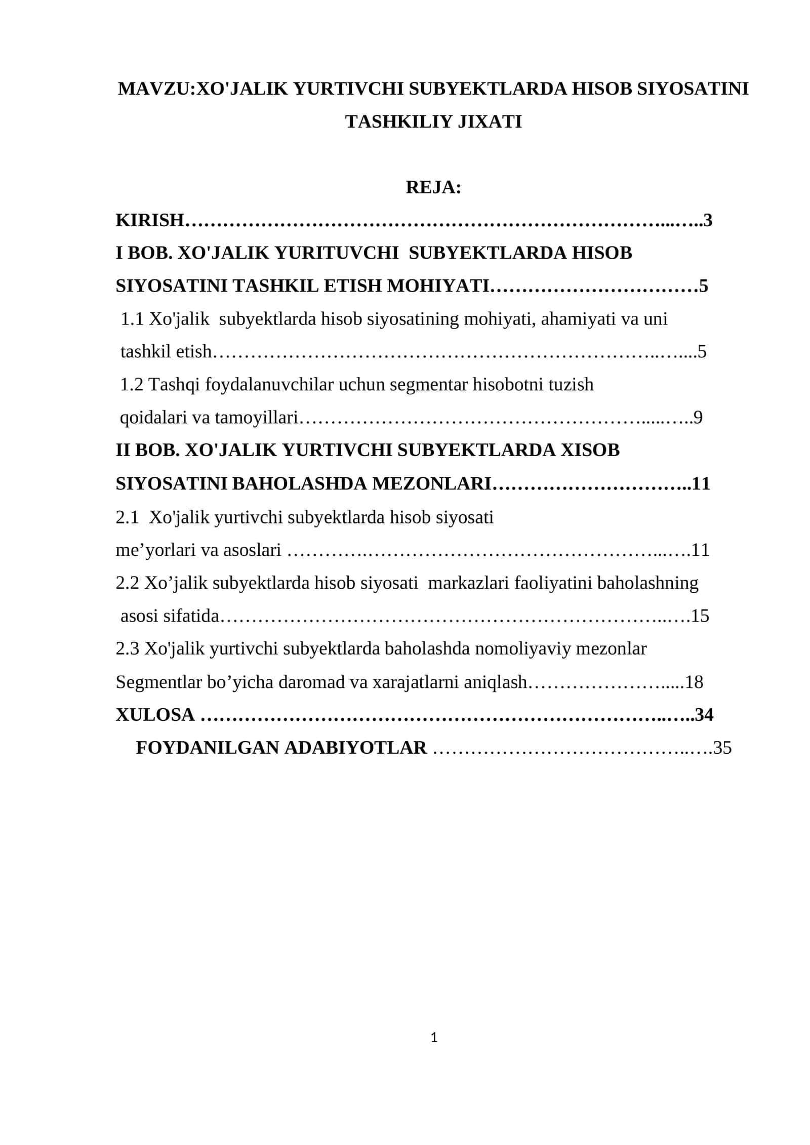 XO'JALIK YURTIVCHI SUBYEKTLARDA HISOB SIYOSATINI TASHKILIY JIXATI 1