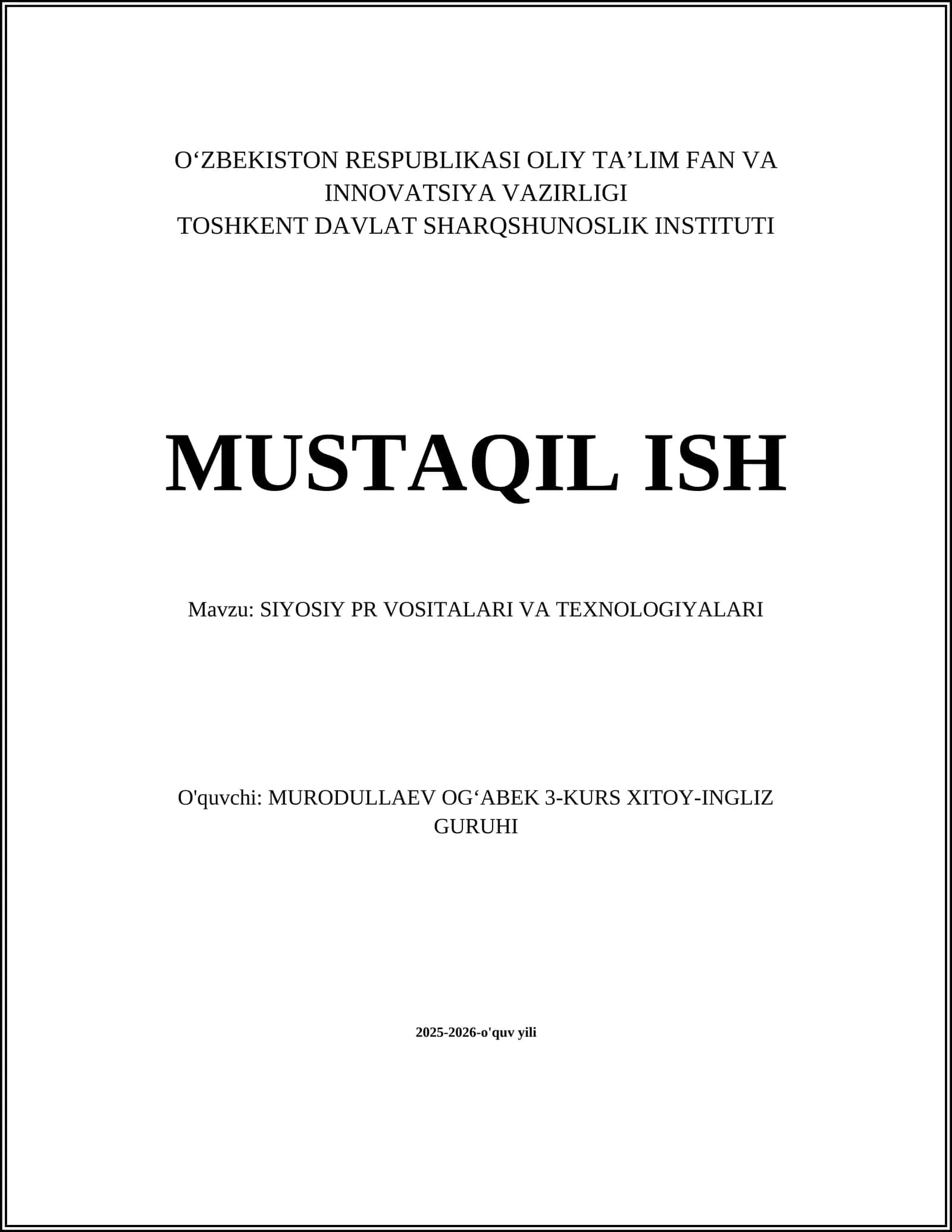 SIYOSIY PR VOSITALARI VA TEXNOLOGIYALARI 1