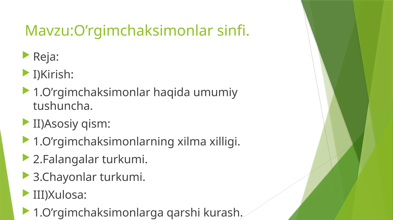 O’rgimchaksimonlar sinfi 1