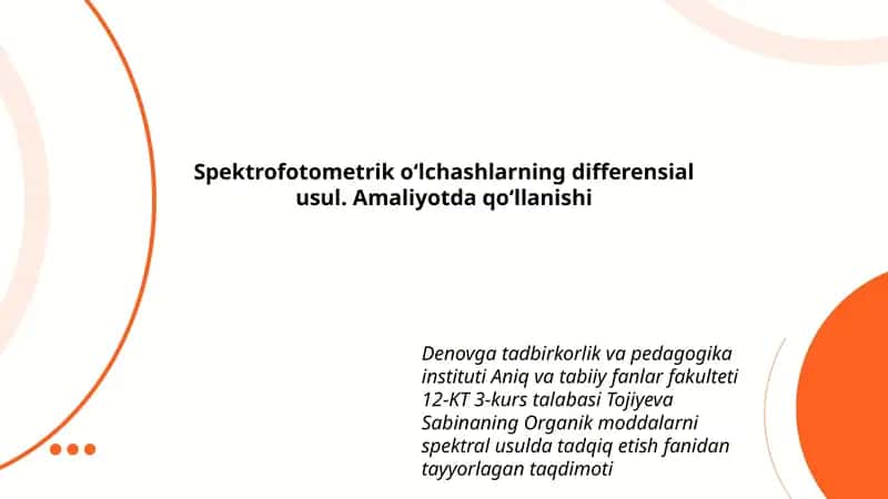 Organik moddalarni spektral usulda tadqiq etish 1