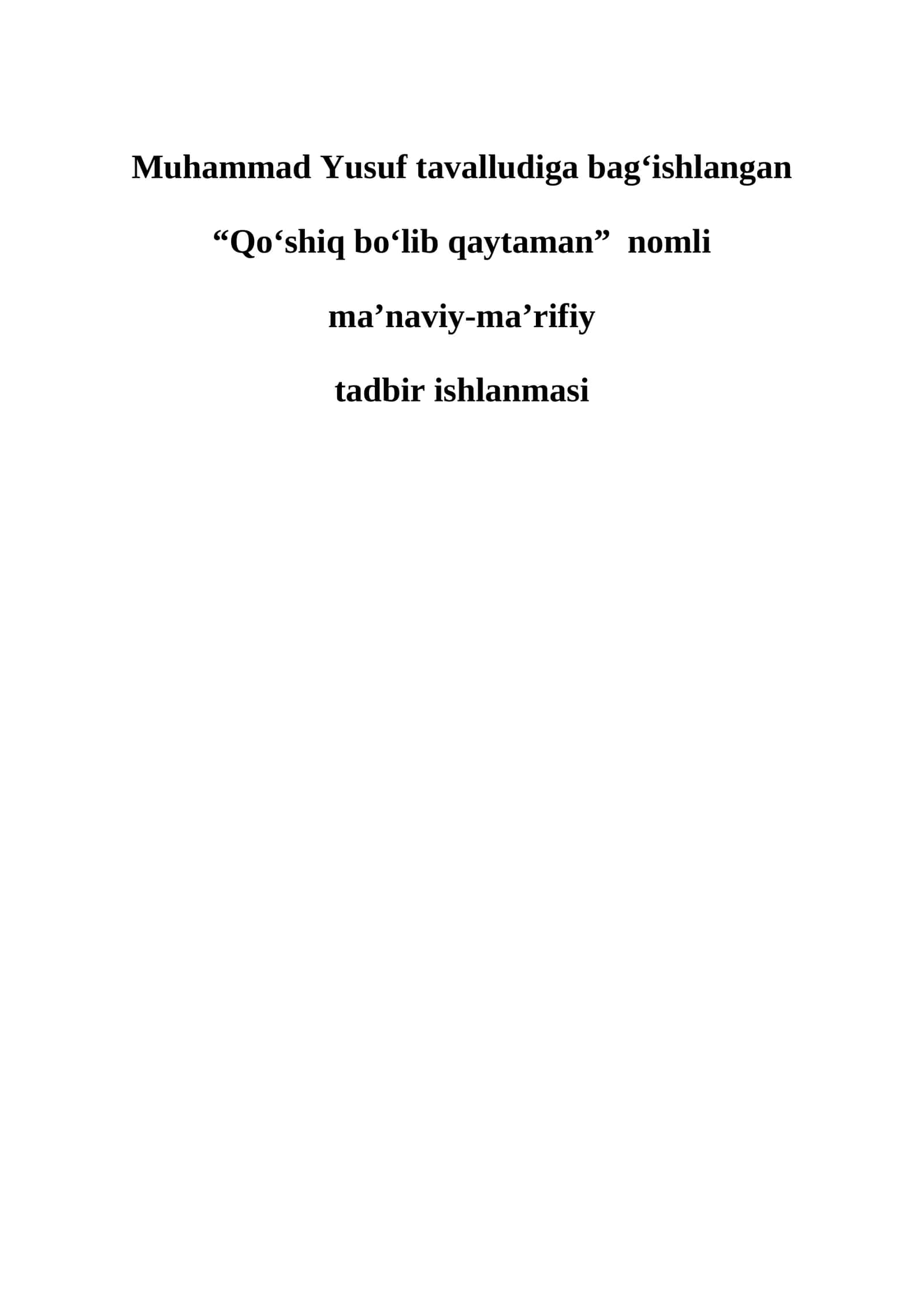 Qo‘shiq bo‘lib qaytaman 1