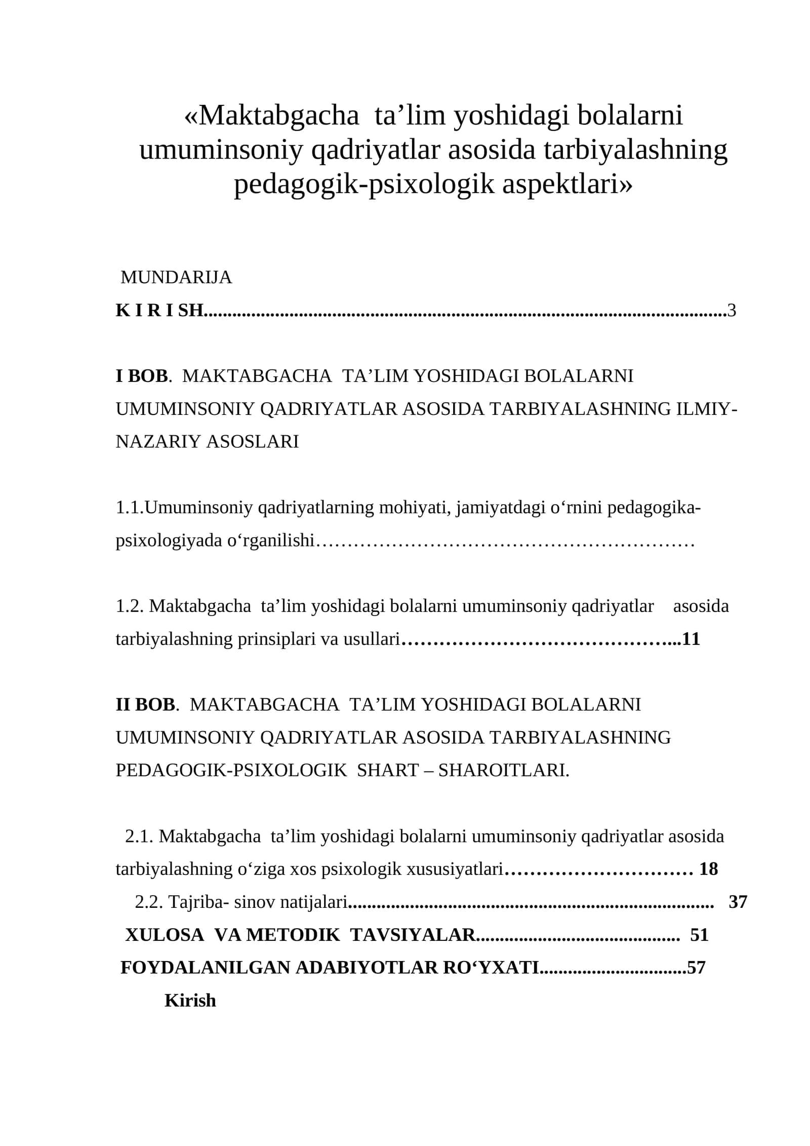 Maktabgacha ta’lim yoshidagi bolalarni umuminsoniy qadriyatlar asosida tarbiyalashning pedagogik-psixologik aspektlari 1