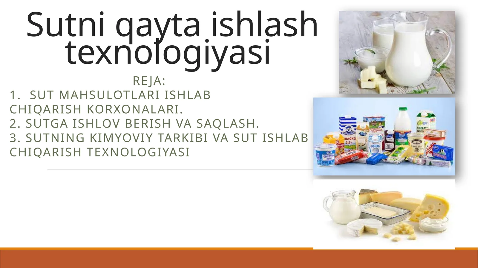 Sutni qayta ishlash texnologiyasi 1