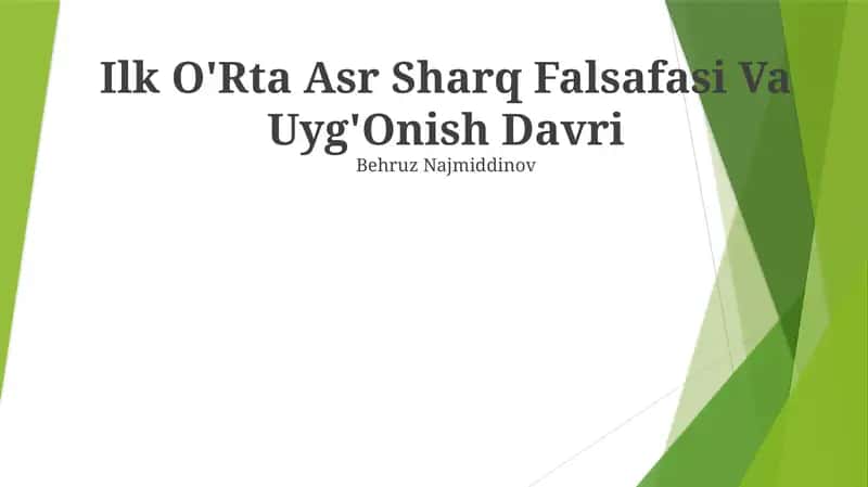 Ilk O'Rta Asr Sharq Falsafasi Va Uyg'Onish Davri 1