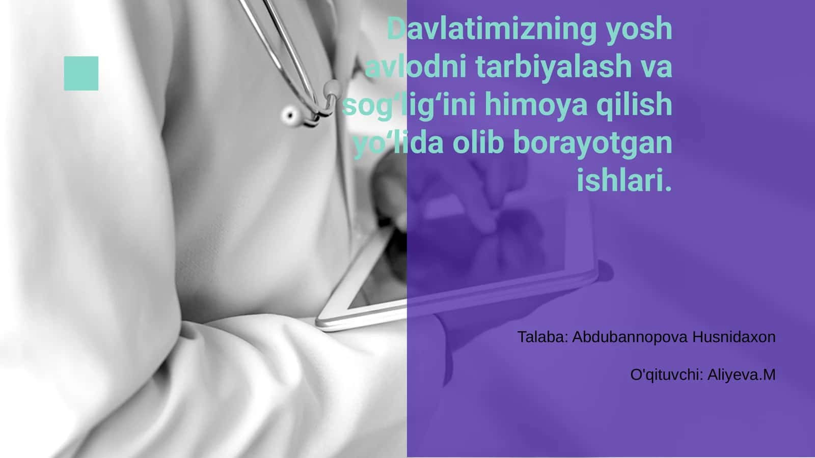 Davlatimizning yosh avlodni tarbiyalash va sogʻligʻini himoya qilish yoʻlida olib borayotgan ishlari 1