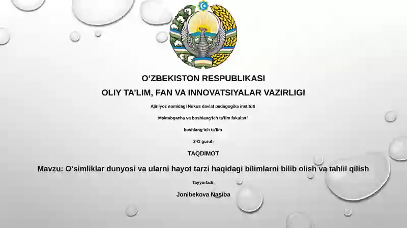 O'simliklar dunyosi va ularni hayot tarzi