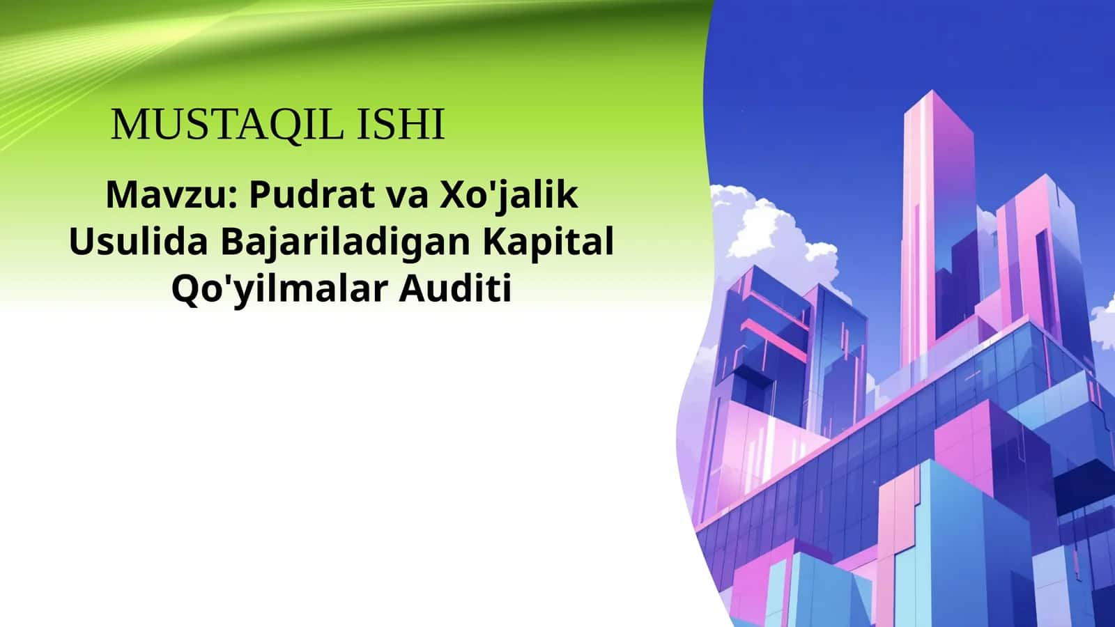 Pudrat va Xo'jalik Usulida Bajariladigan Kapital Qo'yilmalar Auditi 1
