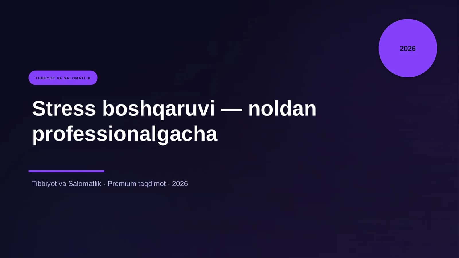 Stress boshqaruvi — noldan professionalgacha 1