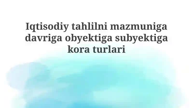 Iqtisodiy Tahlil