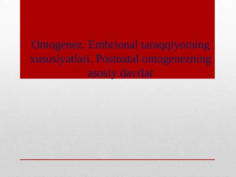 Ontogenez 1