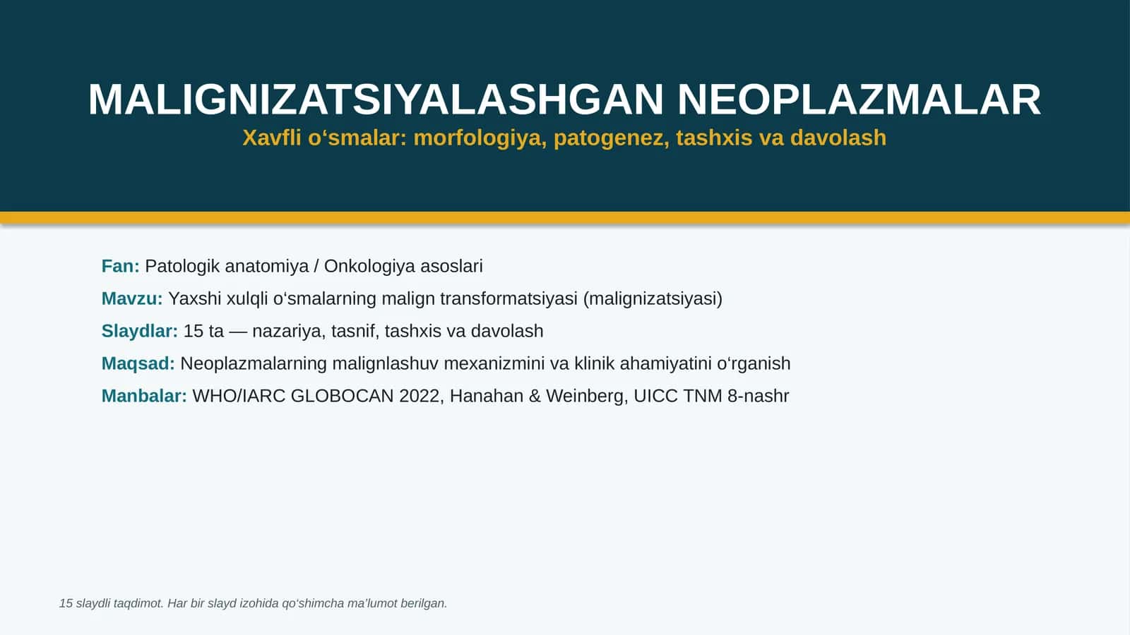 MALIGNIZATSIYALASHGAN NEOPLAZMALAR 1