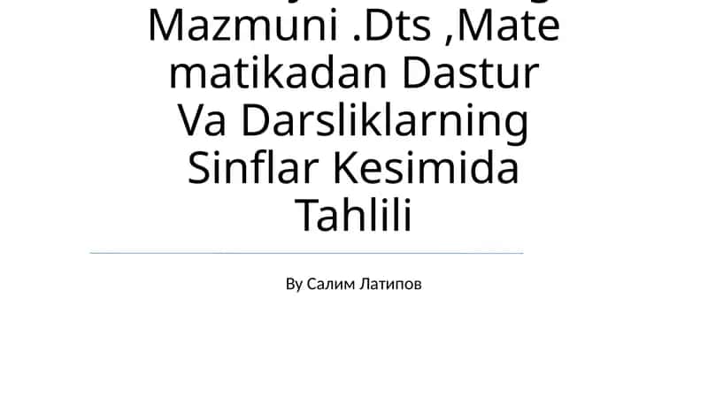 Boshlang'Ich Sinflarda Mateatika Kursining Mazmuni Va Tuzilishi 1