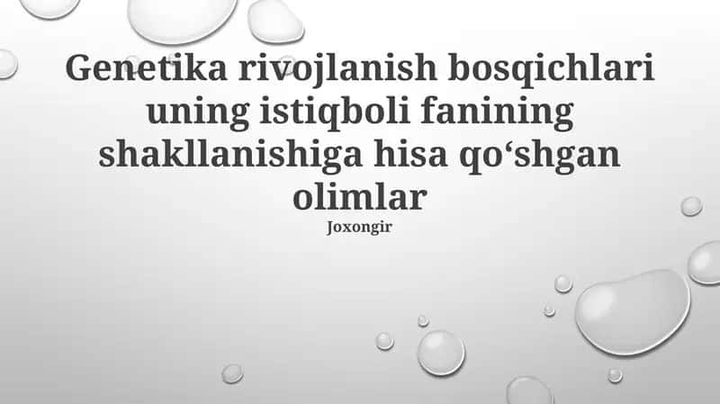 Genetika rivojlanish bosqichlari 1