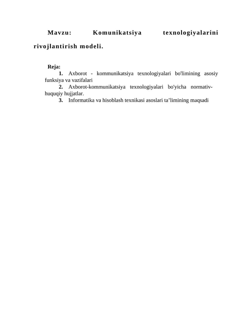 Komunikatsiya texnologiyalarini rivojlantirish modeli 1