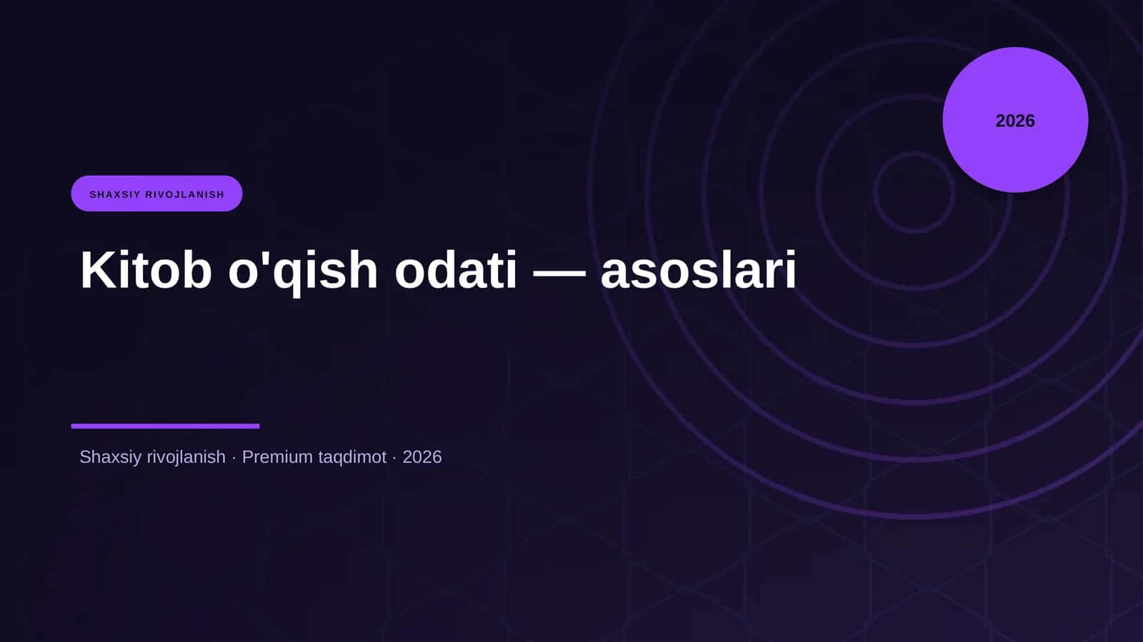Kitob o'qish odati — asoslari 1
