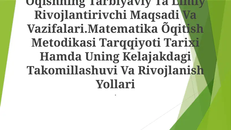 Matematika Õqitish Metodikasi 1