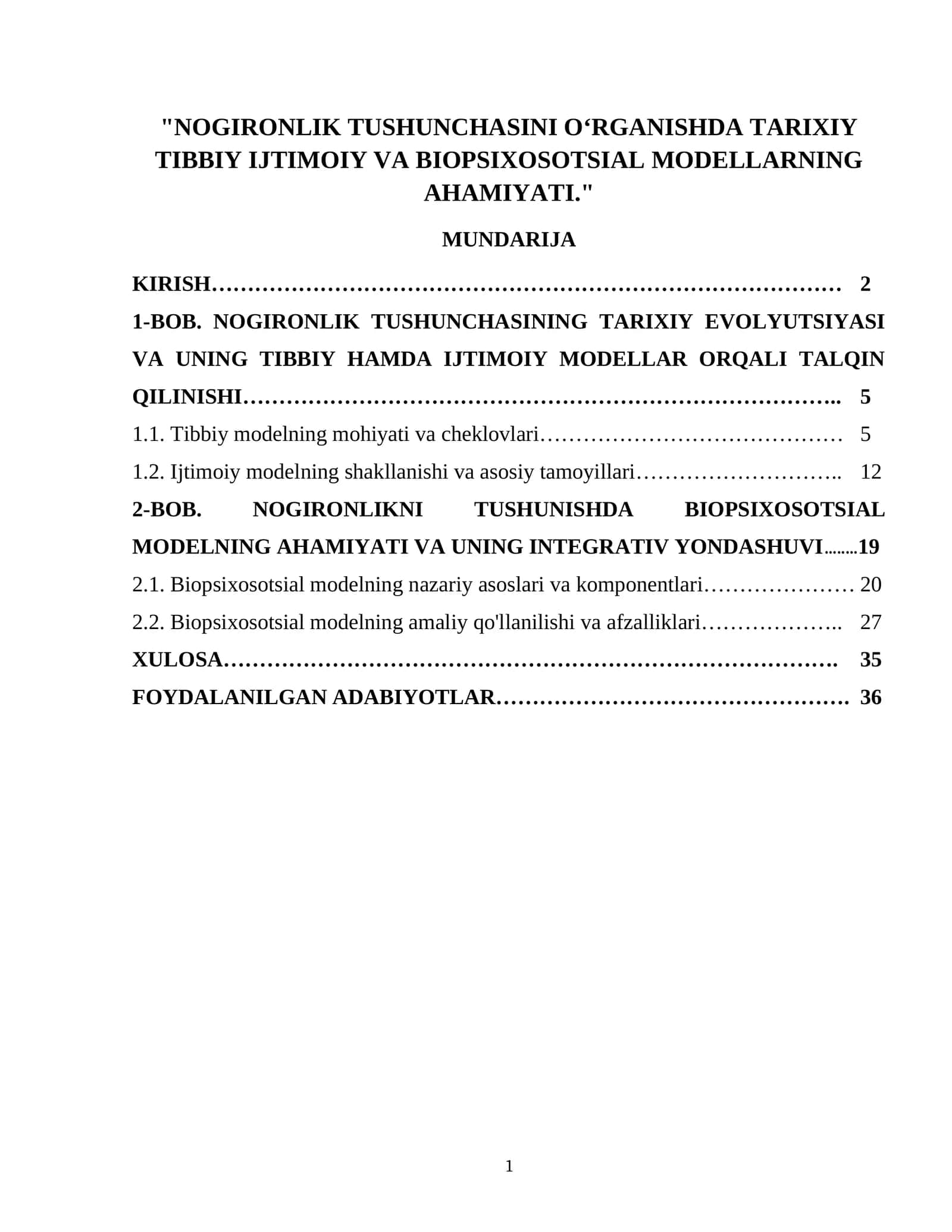 NOGIRONLIK TUSHUNCHASINI O‘RGANISHDA TARIXIY TIBBIY IJTIMOIY VA BIOPSIXOSOTSIAL MODELLARNING AHAMIYATI 1