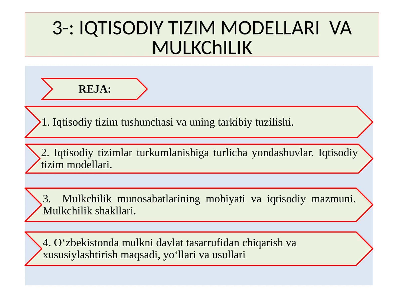 IQTISODIY TIZIM MODELLARI VA MULKChILIK 1