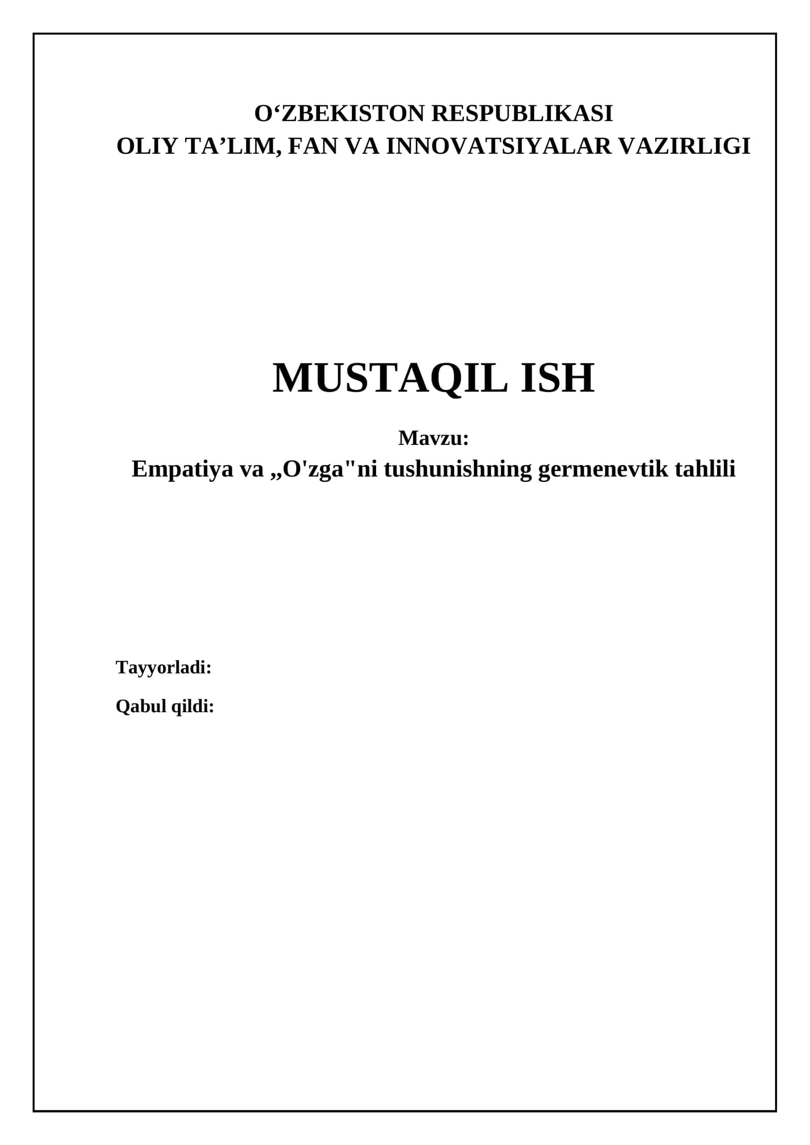 Empatiya va "O'zga"ni tushunishning germenevtik tahlili 1