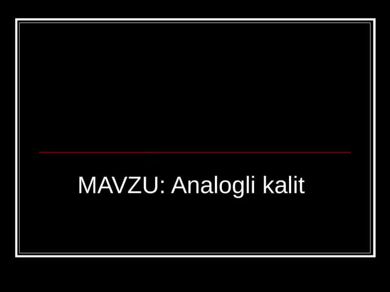 Analogli kalit 1
