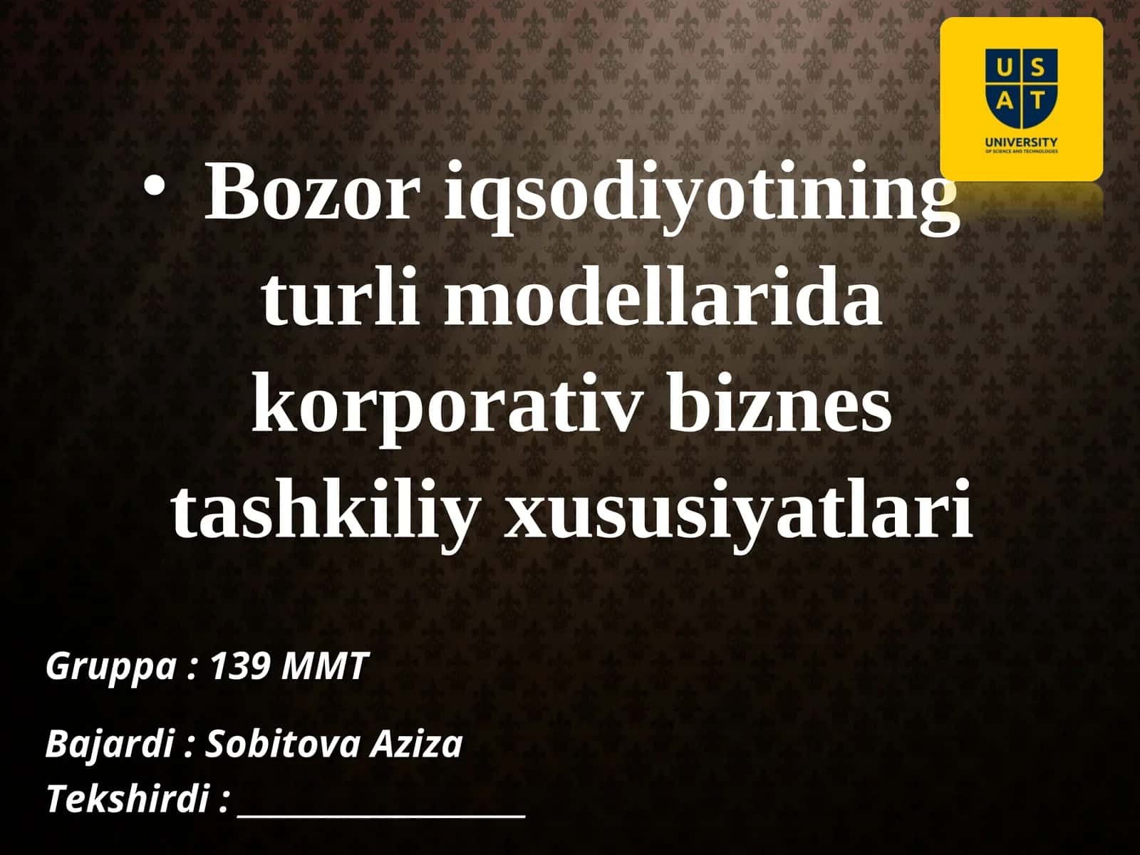 Bozor iqtisodi, uning tamoyillari va o’ziga xos xususiyatlari 1