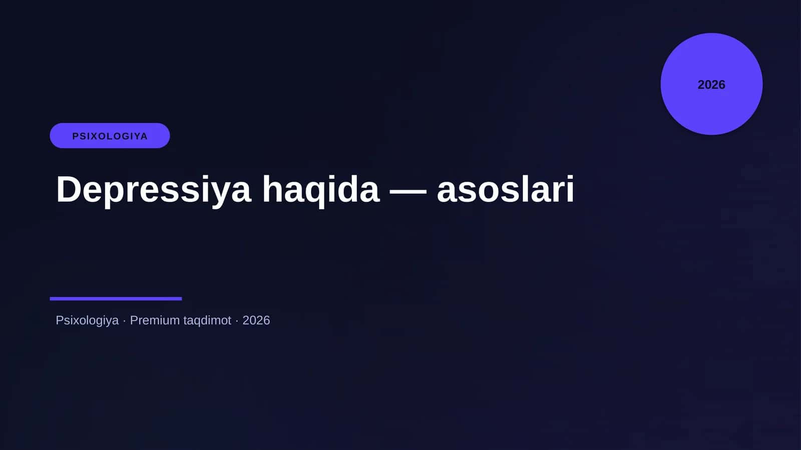 Depressiya haqida — asoslari 1
