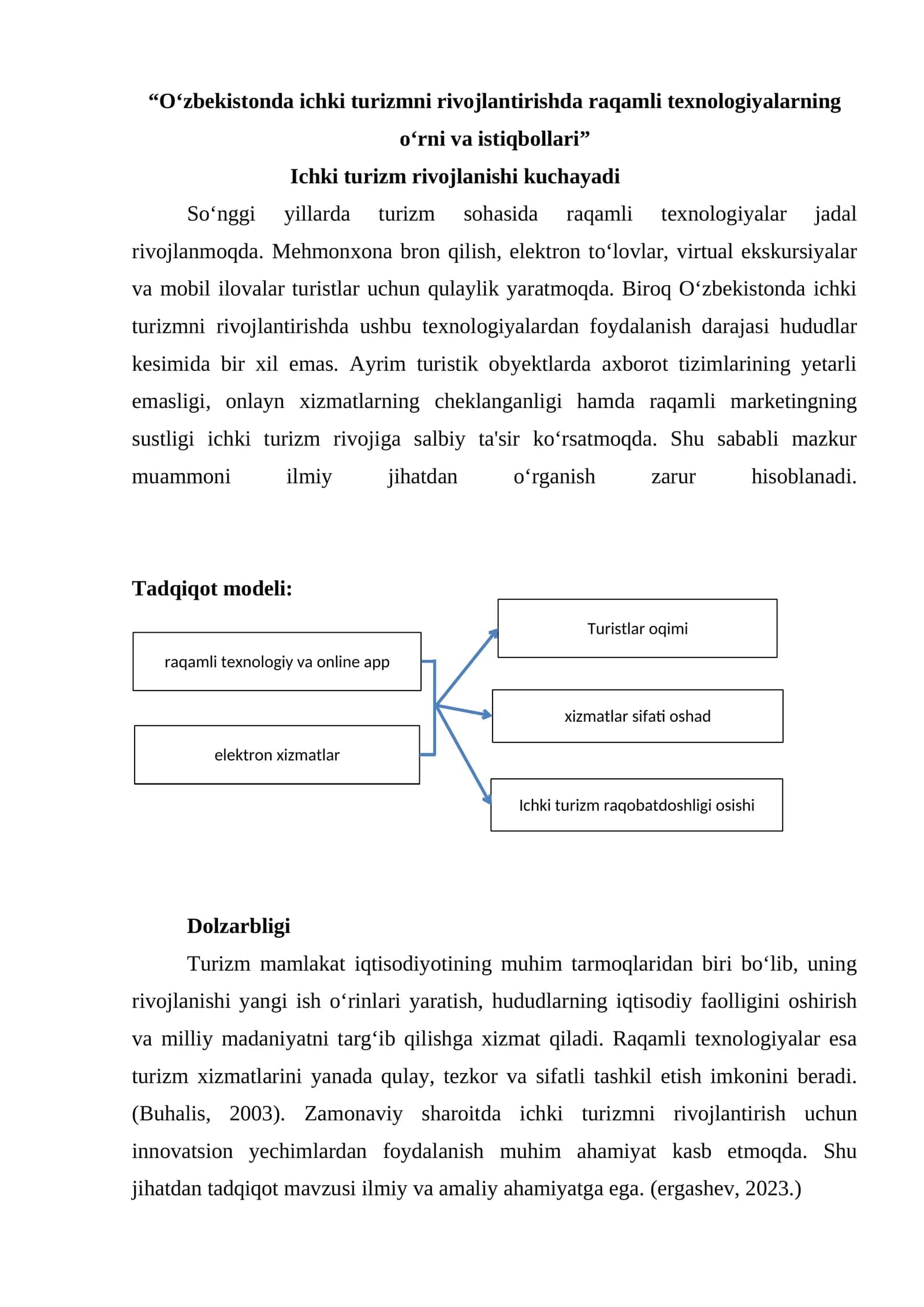 O‘zbekistonda ichki turizmni rivojlantirishda raqamli texnologiyalarning o‘rni va istiqbollari 1