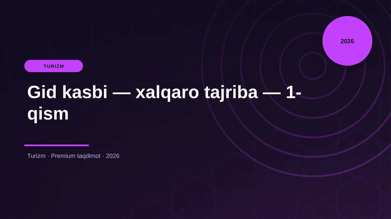 Gid kasbi — xalqaro tajriba — 1-qism 1