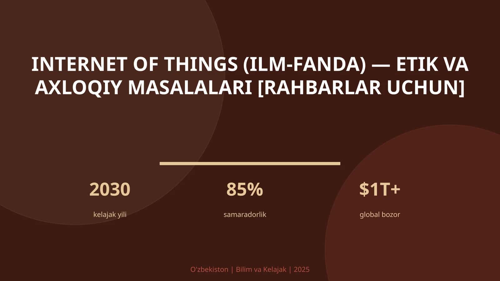 INTERNET OF THINGS (ILM-FANDA) — ETIK VA AXLOQIY MASALALARI [RAHBARLAR UCHUN] 1