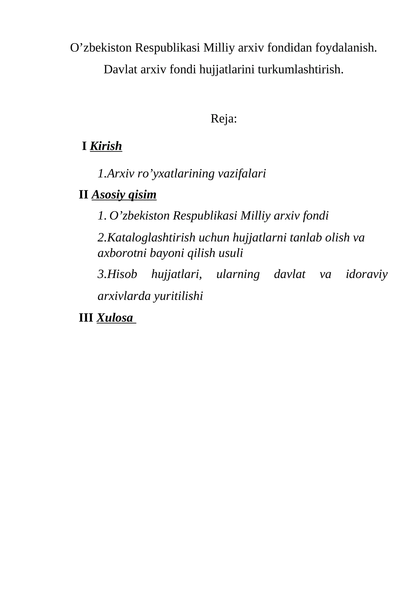 O’zbekiston Respublikasi Milliy arxiv fondidan foydalanish 1