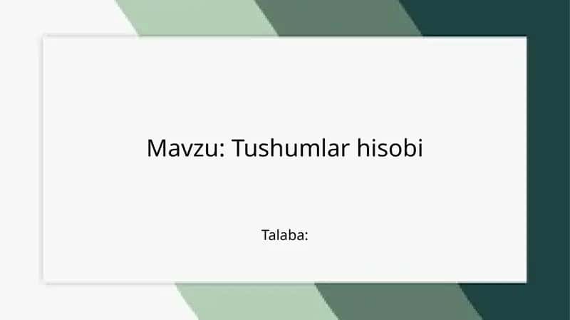 Tushumlarhisobi 1