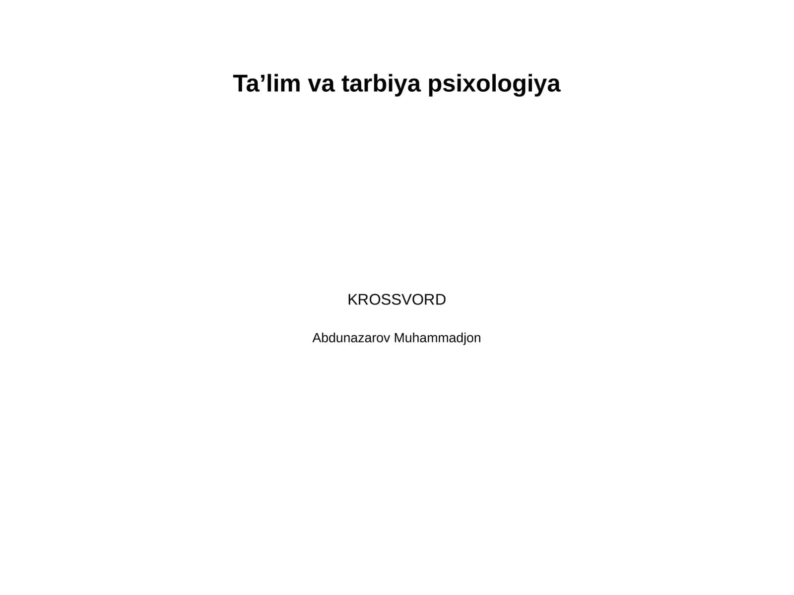 Taʼlim va tarbiya psixologiya 1