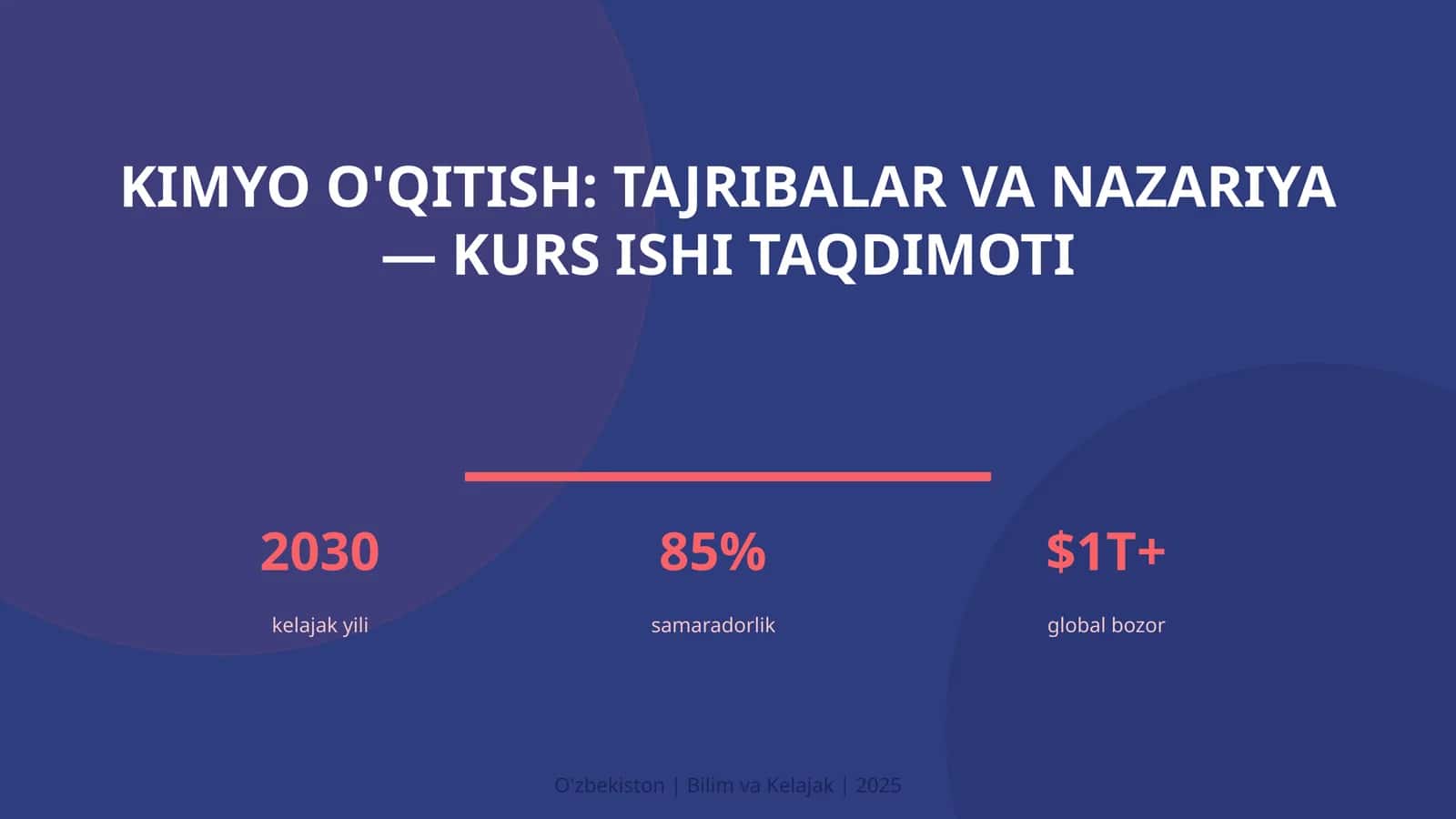 Kimyo o'qitish: tajribalar va nazariya — kurs ishi taqdimoti 1