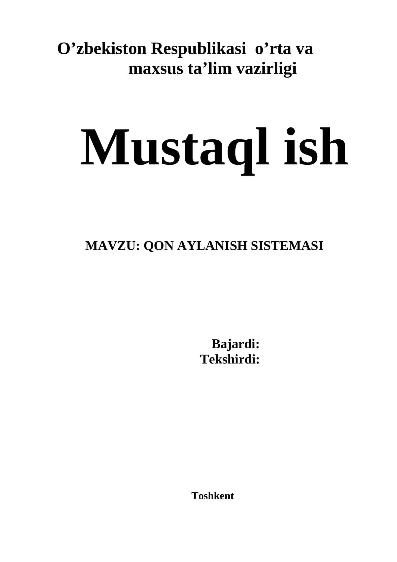 Qon aylanish tizimi 1