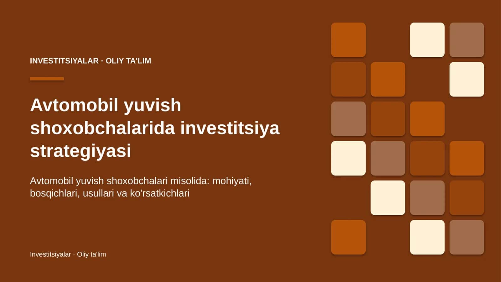 avtomobil yuvish shoxobchalarida investitsiya strategiyasi 3046 1