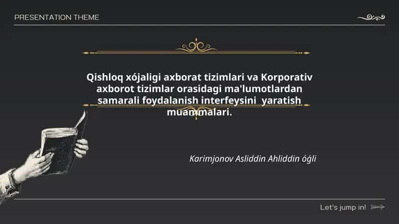 Qishloq xójaligi axborat tizimlari va Korporativ axborot tizimlar orasidagi ma'lumotlardan samarali foydalanish interfeysini yaratish muammalari 1