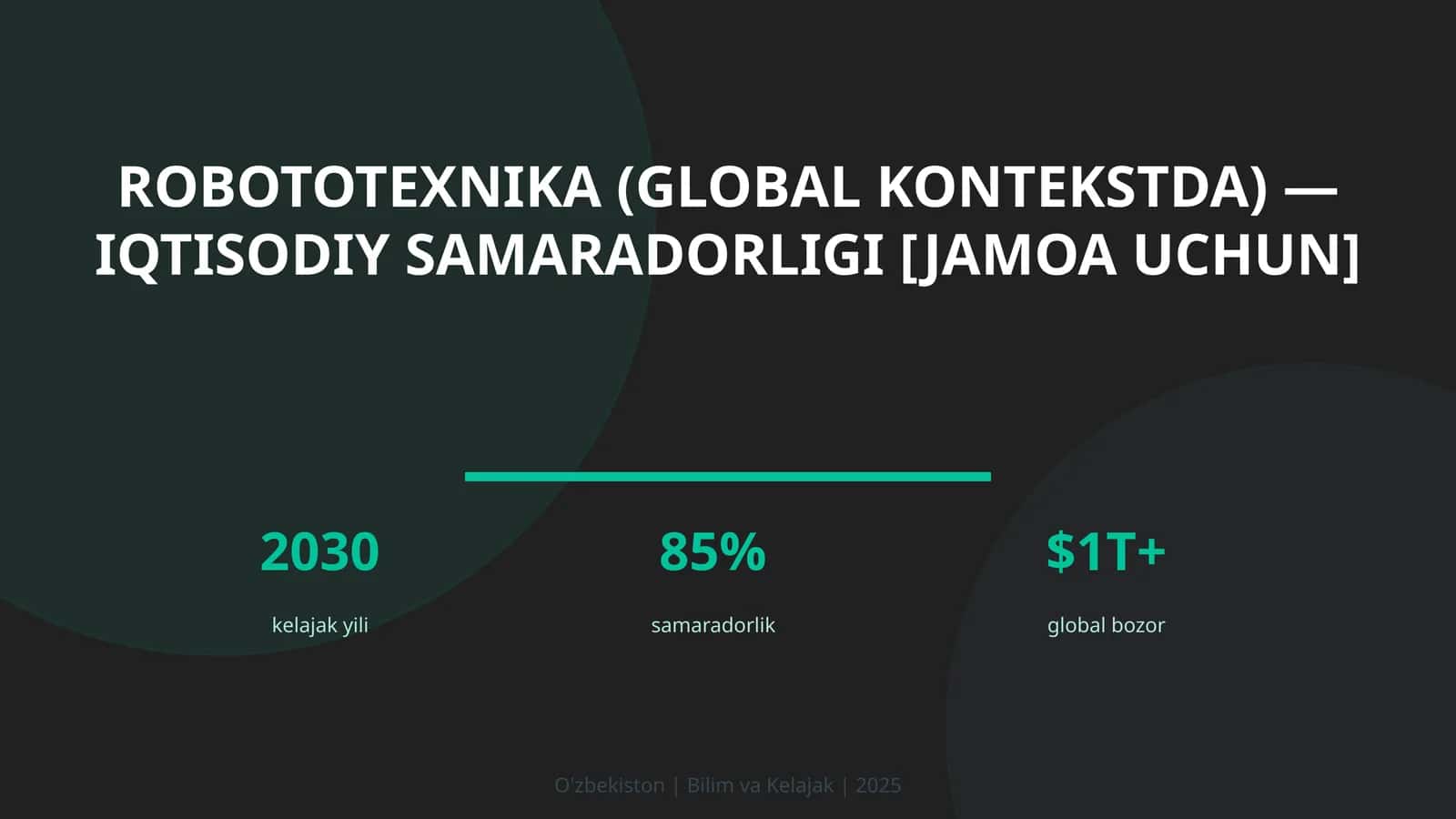 ROBOTOTEXNIKA (GLOBAL KONTEKSTDA) — IQTISODIY SAMARADORLIGI [JAMOA UCHUN] 1