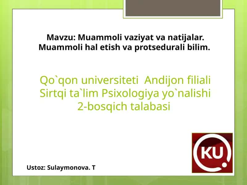 Muammoli haletlar tushunchasi va amal qilish yo'nalishi 1