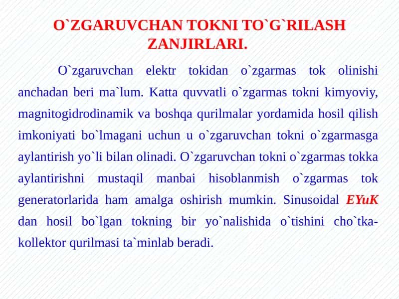 O`ZGАRUVCHАN TОKNI TO`G`RILАSH ZАNJIRLАRI 1