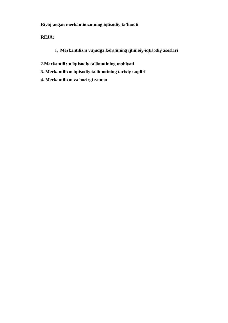 Merkantilizmning iqtisodiy ta’limoti 1