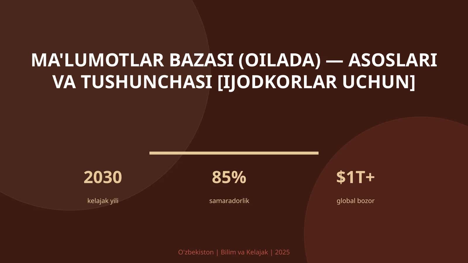 Ma'lumotlar bazasi (oilada) — asoslari va tushunchasi [ijodkorlar uchun] 1