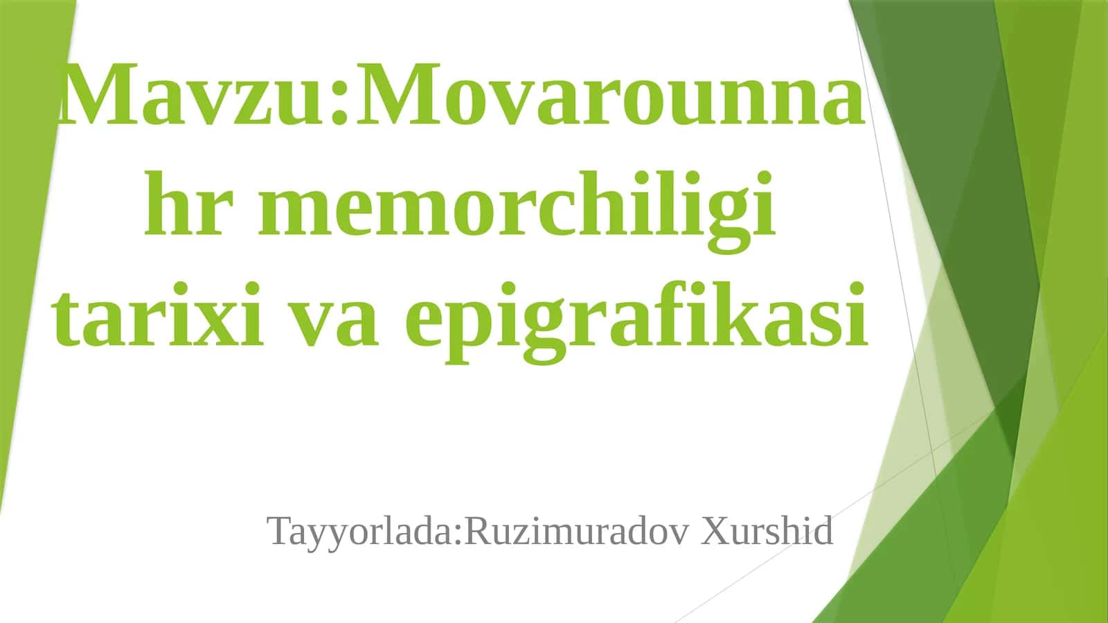 Movarounnahr memorchiligi tarixi va epigrafikasi 1