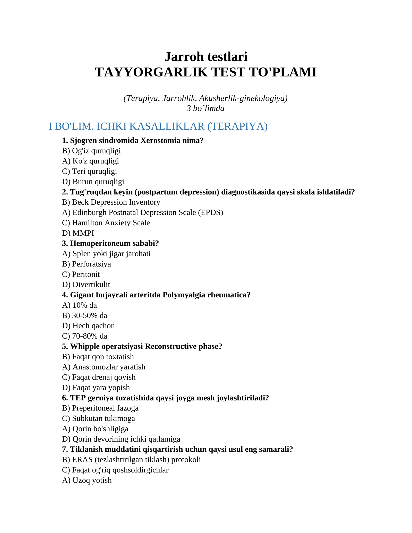 Jarroh testlari 1