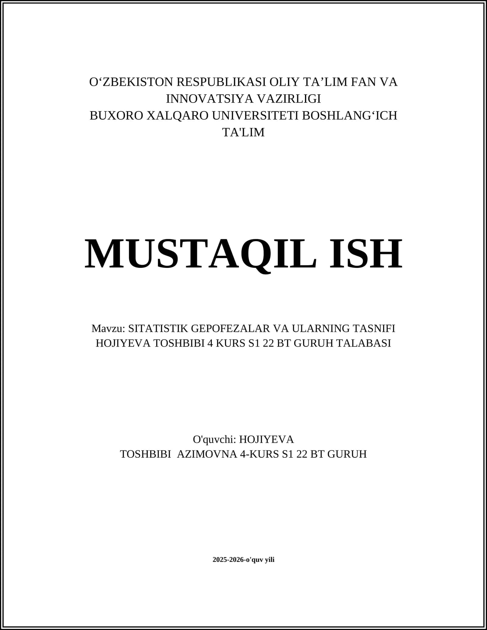 Sitatistik gepofezalar va ularning tasnifi 1