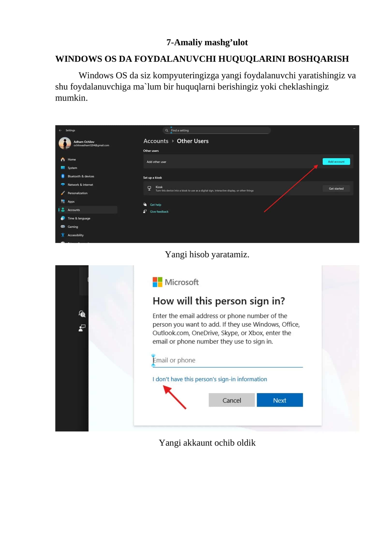 WINDOWS OS DA FOYDALANUVCHI HUQUQLARINI BOSHQARISH 1