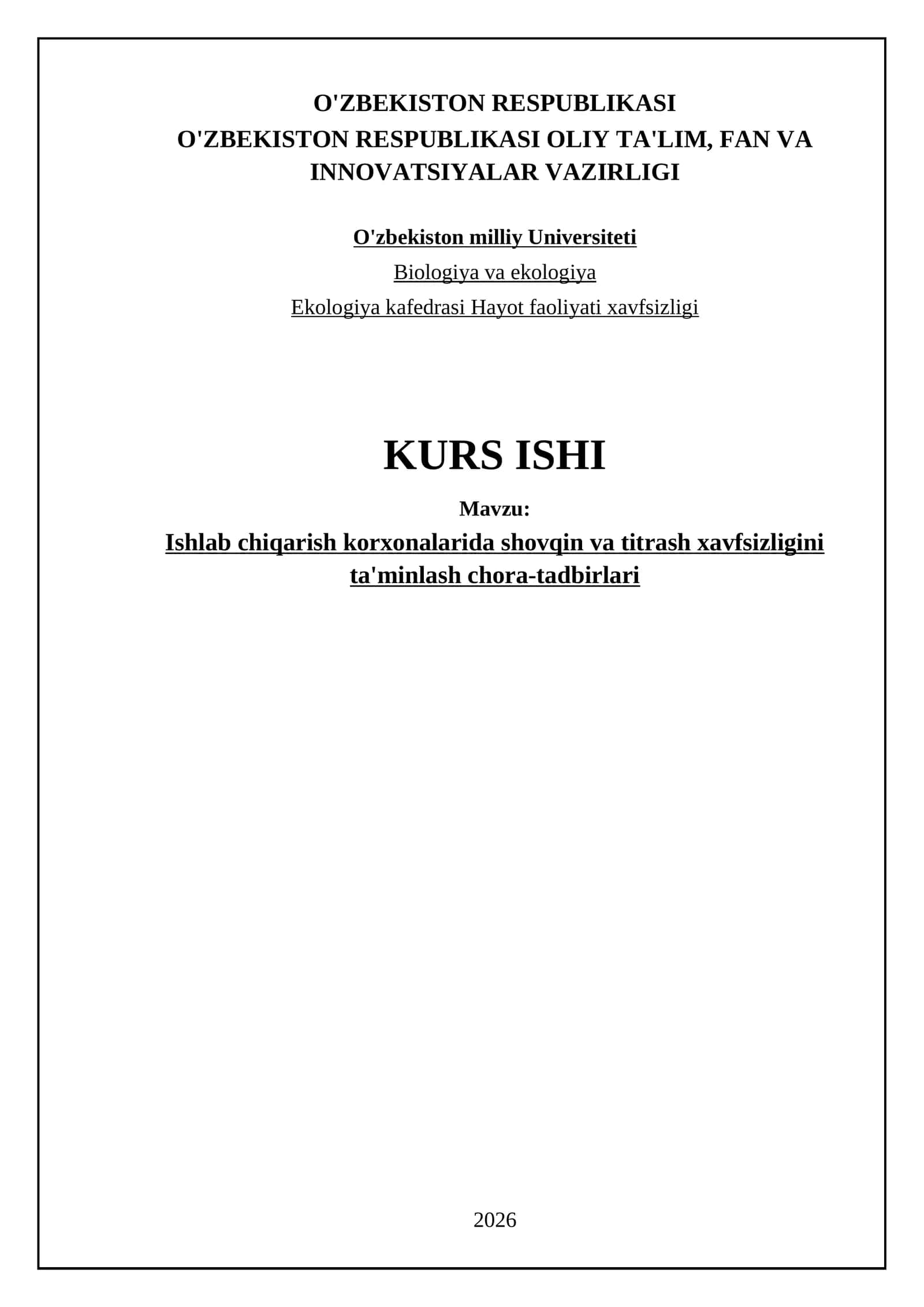 Ishlab chiqarish korxonalarida shovqin va titrash xavfsizligini ta'minlash chora-tadbirlari 1
